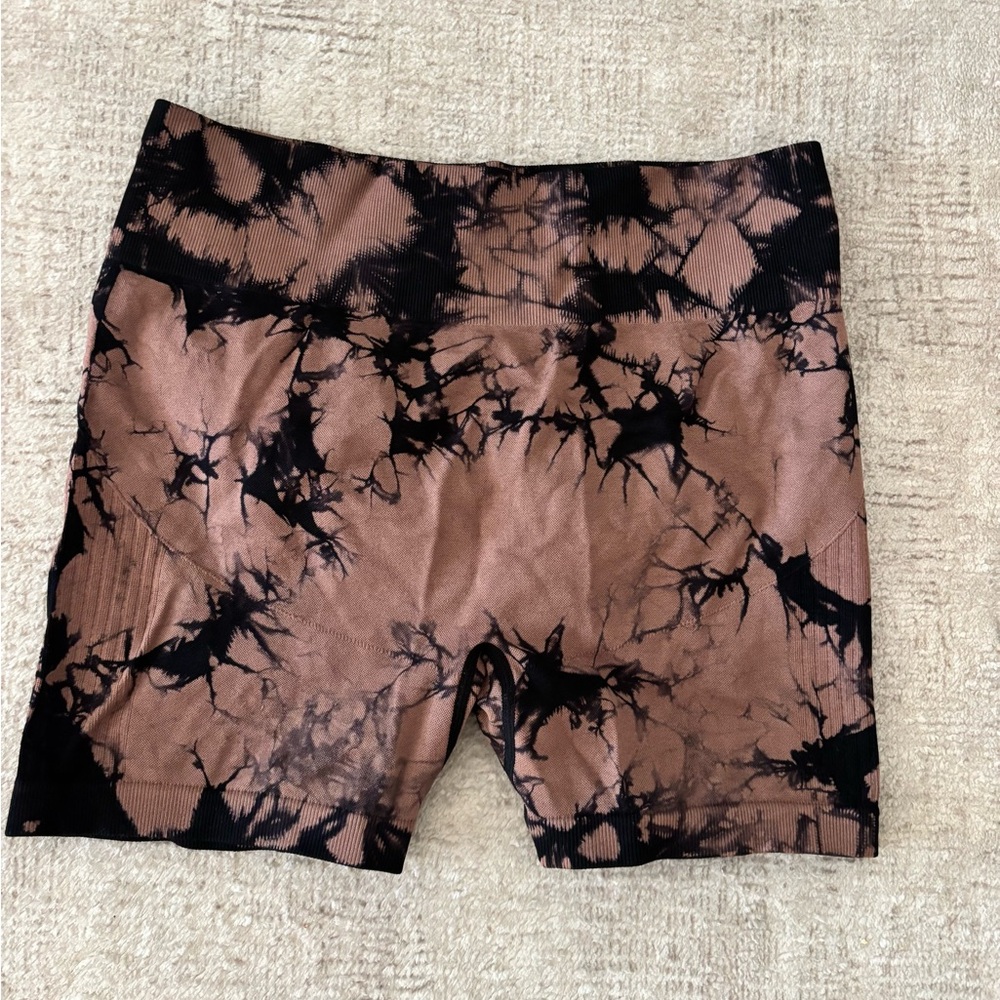 Shein Mocha Brown Tie Dye Gym Shorts